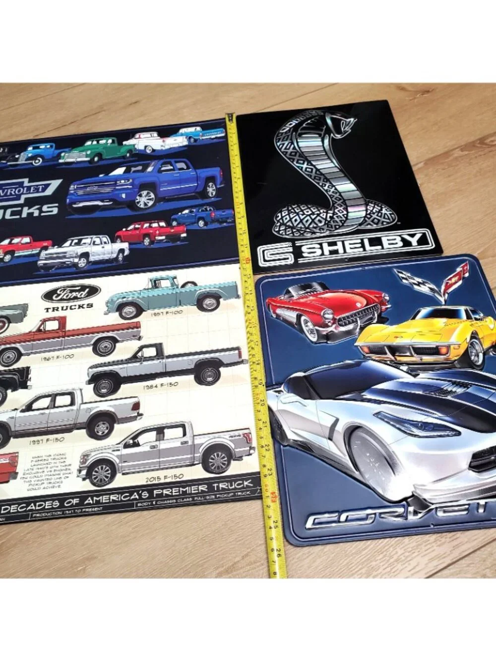 Metal Tin Sign Garage Ford F-150 Pickup Truck Chevy Shelby Corvette Lot Man Cave